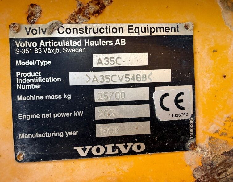 VOLVO  A35C **GEARBOX FAULT**
